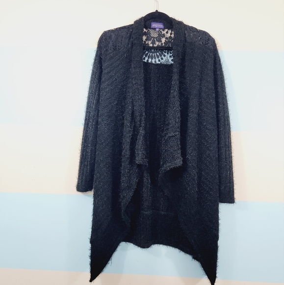 Artesia Long Sleeve Black Lace Waterfall Cardigan - Picture 6 of 7